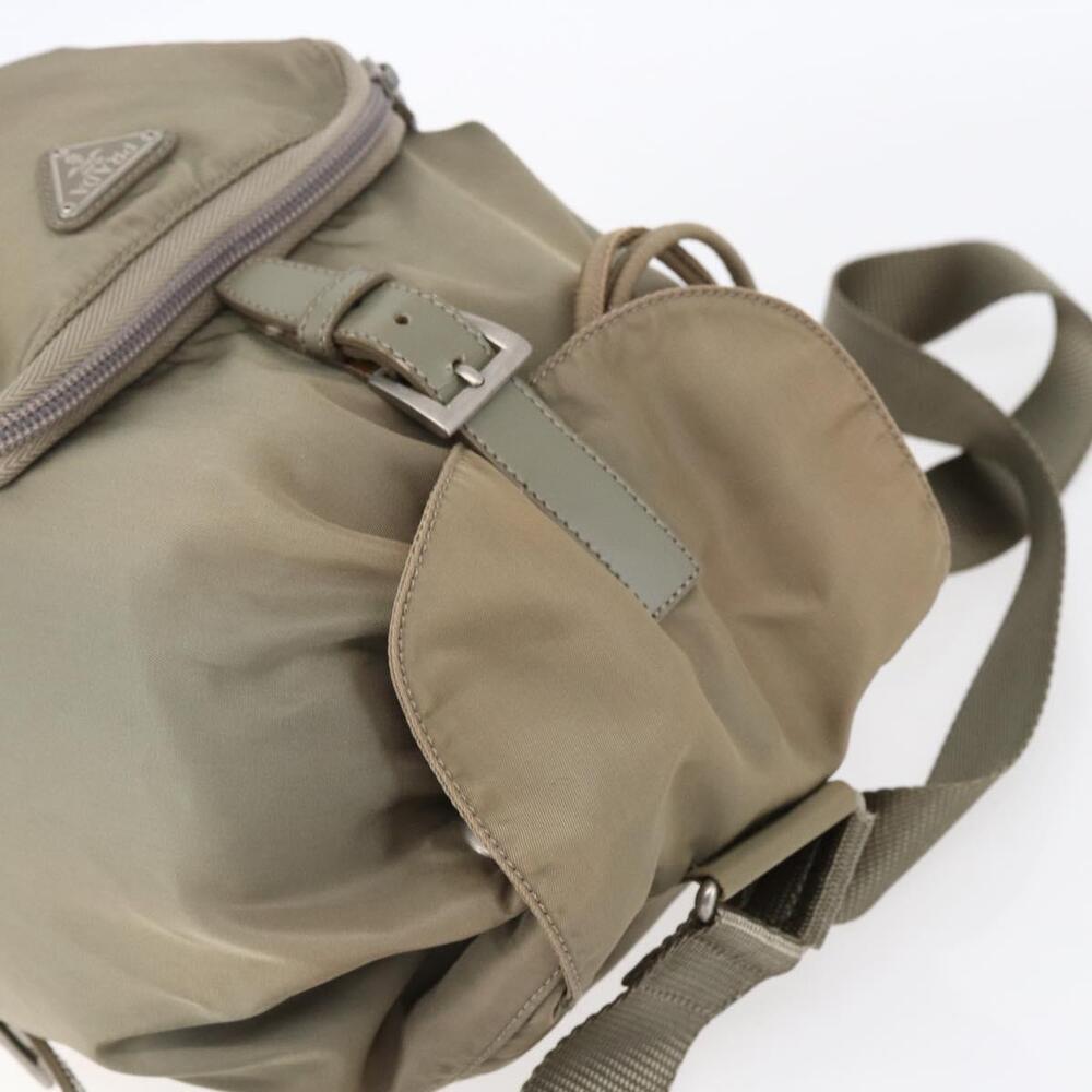 PRADA Backpack Nylon Beige Silver Auth 148934 - Picture 6 of 16